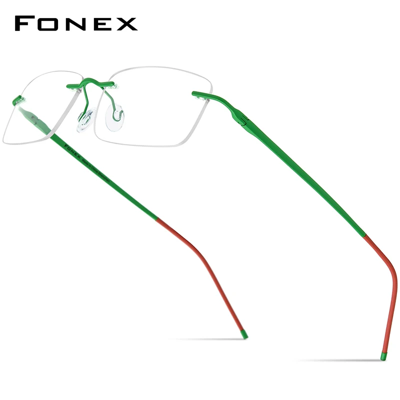 FONEX Titanium Rimless Glasses Frame Women 2024 Men Square Frameless Eyeglasses Screwless Eyewear F85853