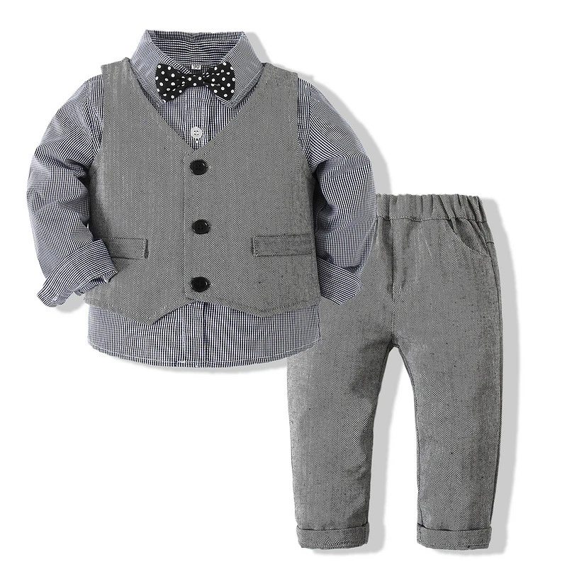 

Kids Baby Boy Gentleman Clothing Set Long Sleeve Shirt+Waistcoat+Pants Toddler Boy Outfits for Wedding Party Dress Outfits