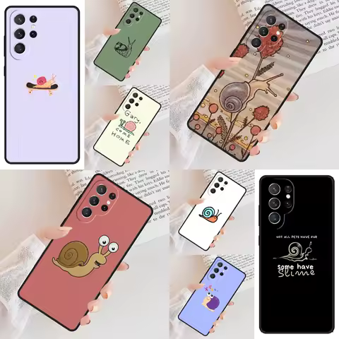 Cartoon Animal Snail Phone Case For Samsung Galaxy S24 S23 S22 S21 Ultra S10 Note 10 Pro S20 Plus FE S9 S8 Cover