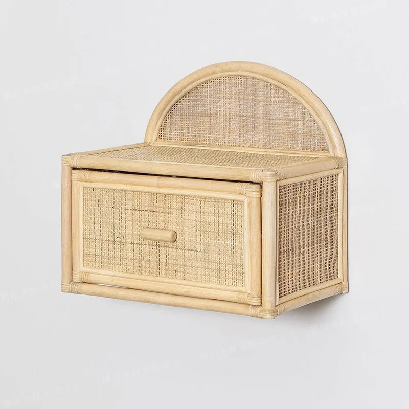 Rattan bedside table Hanging drawer Locker Homestay home Japanese-style small cabinet