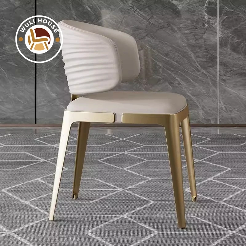 

Wuli House Italian Luxury Dining Chair Minimalist Postmodern Backrest Chair Stainless Steel Personalized Creative Leather Chair