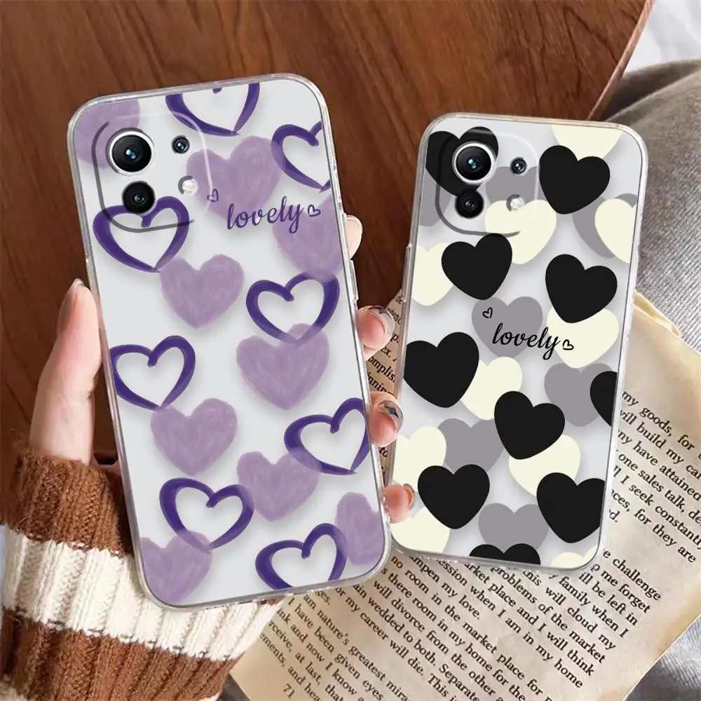 

Transparent Clear Phone Case For Xiaomi 13 12 12X 11 11T 10 10S 9SE 9 8 6X 6 Soft Case Funda Coque Capa Shell Cover Love Heart