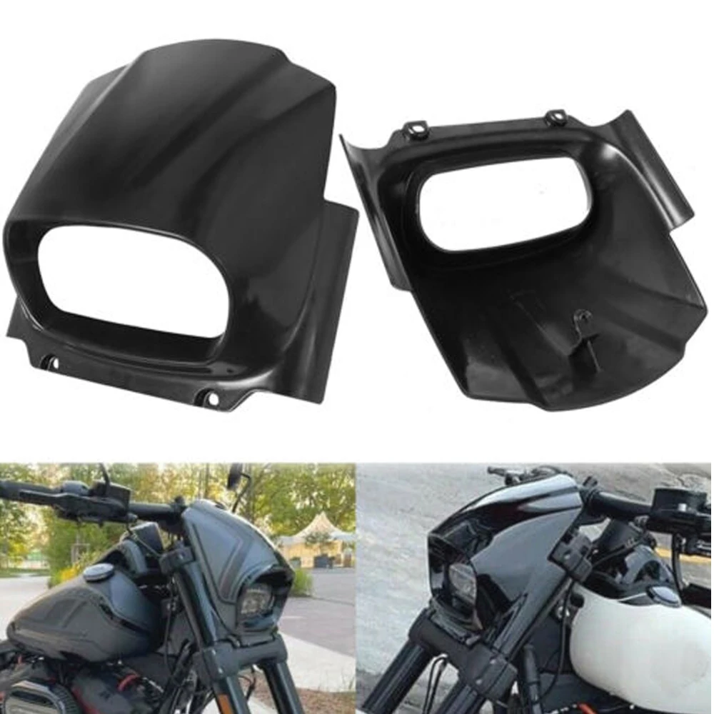 Motorcycle Gloss Black Lamp Mask Headlight Front Fairing Cover For Harley M8 Softail Fat Bob FXFB FXFBS 18-22 2019 2020 2021