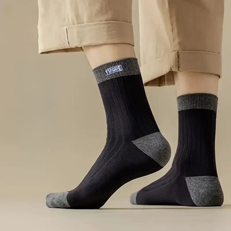 5 Paar trendige Herren-Crew-Socken mit Farbblockmuster, atmungsaktiv, bequem, lässig, Unisex-Socken für Herren im Freien, zum Tragen aller Jahreszeiten