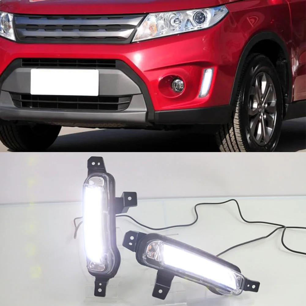 1Set For Suzuki Vitara 2015 2016 2017 2018 2019 2020 Car LED Daytime Running Light DRL Fog lamp with yellow Turn Signal