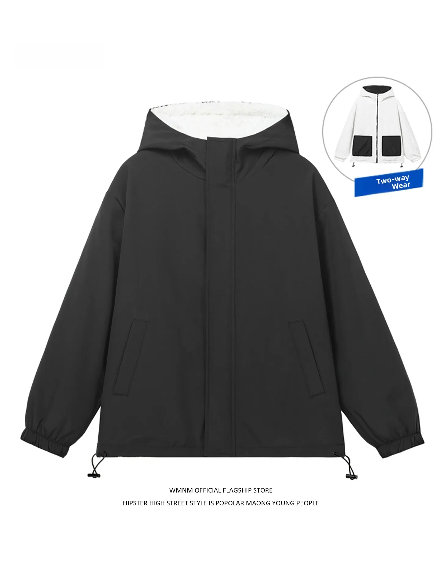 

Double-Sided American Sle Thiened Fce Cotton Jaet for Men Winter Warm Anti-Cold Windbreaker Casual Outerwear