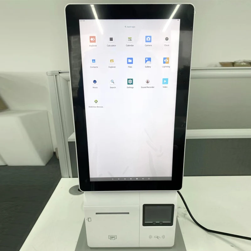 

Self Ordering Payment Kiosk, 15.6 Inch Desk Touch Screen Cashless Self-Service Kiosk Pos Machine Payment Kiosks for Restaurant