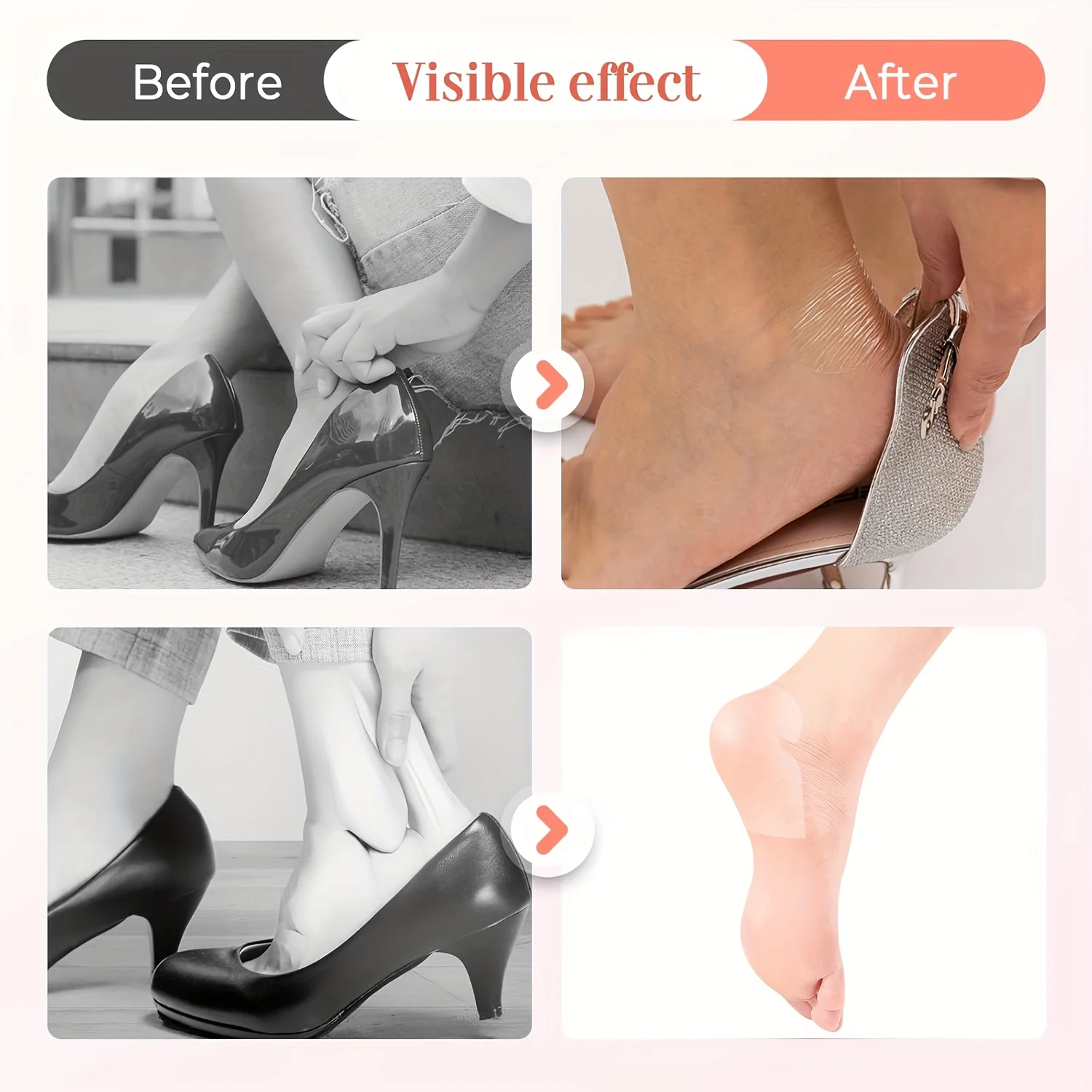 Invisible Waterproof Heel Stickers, 20 Pieces — Cushioning Pad Design, Insoles and Foot Care Pads, Moisturizing and Repairing Chapped Skin, Skin-Friendly Soft Transparent Waterproof Patches, Protect H image 4