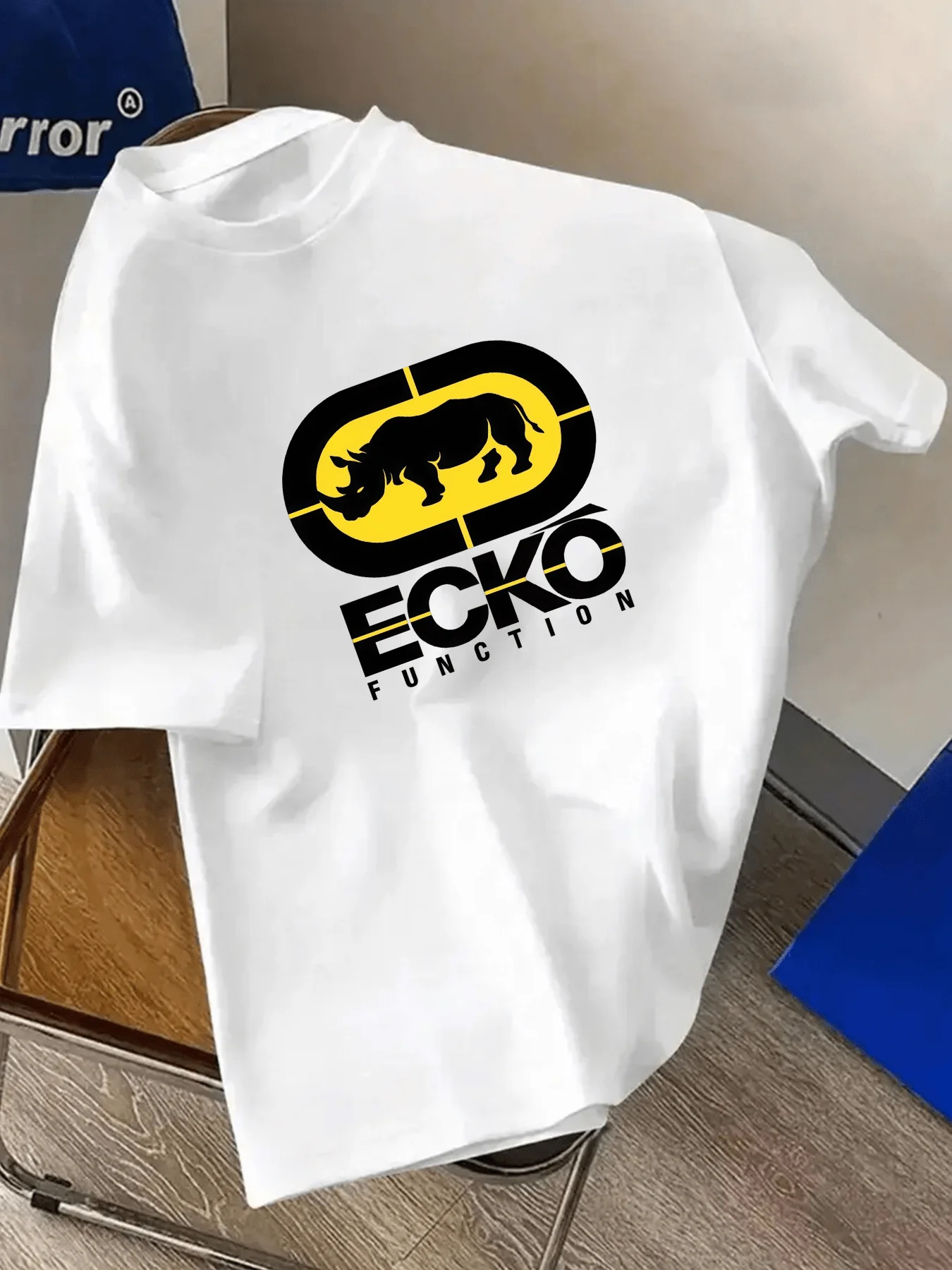 Men'S Summer Mesh T-Shirt Ecko Rhino Print Breathable And Cool Loose Casual Tee