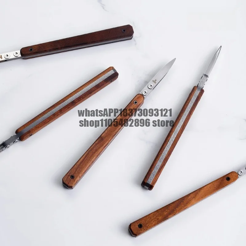 Duckbill Edge Oil Pen Handmade Leather Treatment Retro Solid Wood Handle Stainless Steel Edge Oil Pen Tool