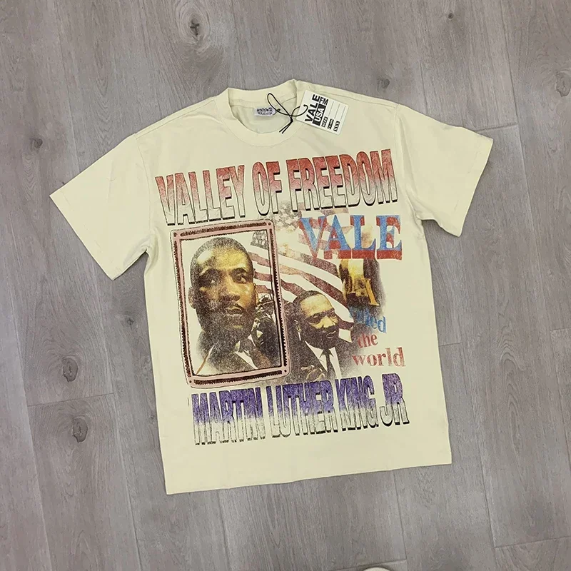 أزياء عارضة رذاذ مباشر الأبيض للأبد الشارع أزياء العلامة التجارية المحملة وادي الماس غسل المياه القطن الرجال تي شيرت #1