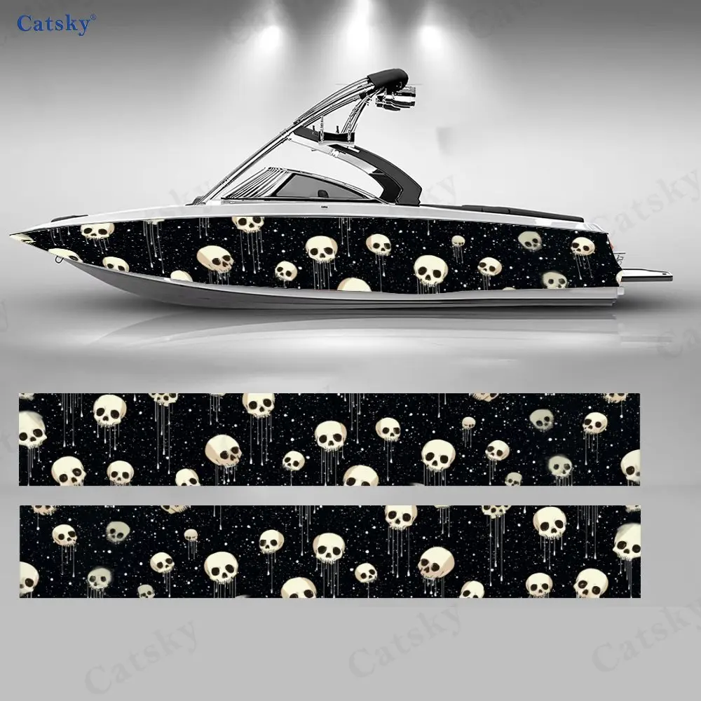 

Starry Night Skull Spirit Boat Stickers, PVC Waterproof Durable Vinyl Wrap Decals for Fishing Boats, Durable and Stylish Design