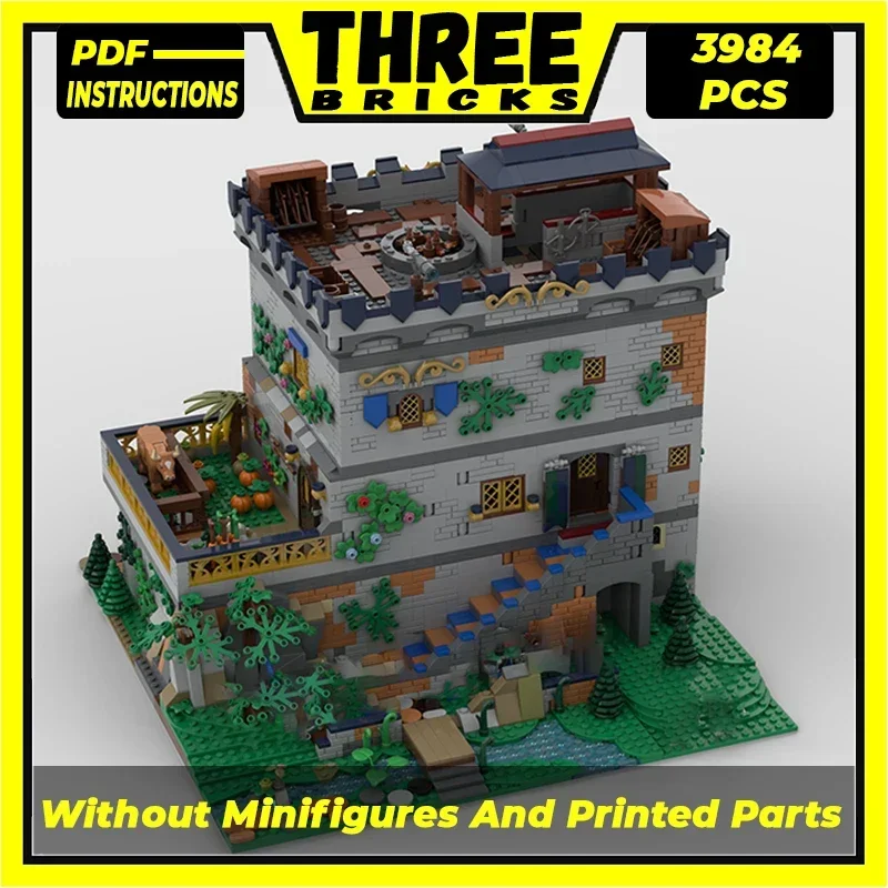 การวิเคราะห์ Moc อิฐชุดปราสาทยุคกลาง Outpost Modular Building Blocks ของขวัญของเล่นเด็ก DIY ชุดประกอบชุด