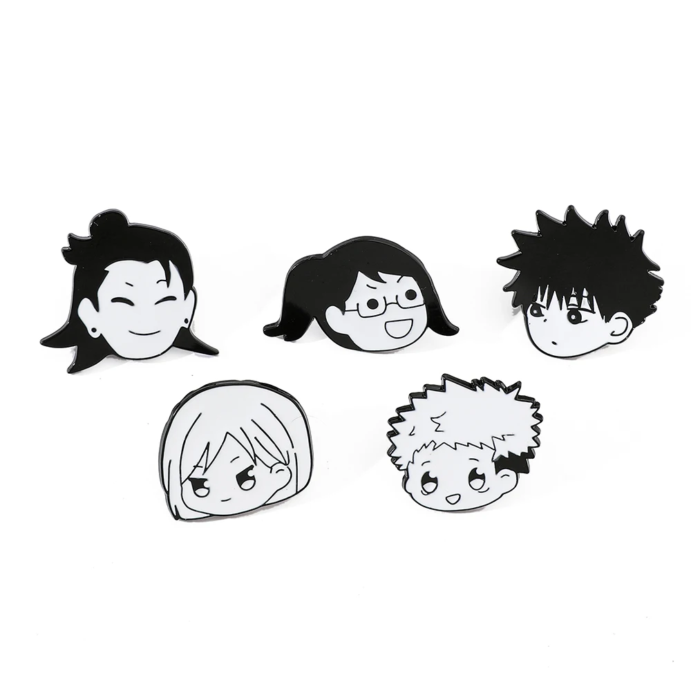 5 Pcs Creative Anime Jujutsu Kaisen Brooch Cute Satoru Gojo Enamel lapel Badge backpack Shirt Clothes pin Jewelry Accessories