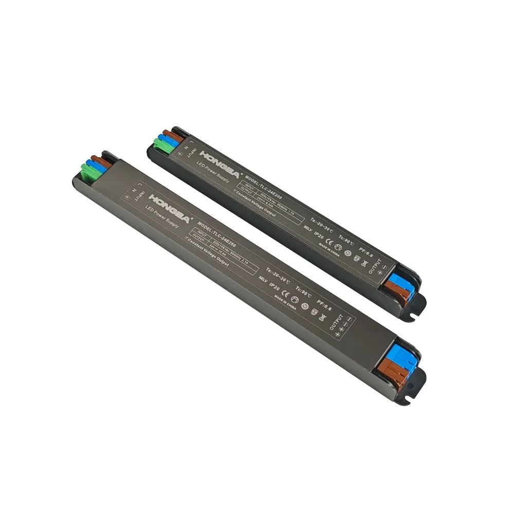 Ultra‑Slim Indoor 12V 24V LED Driver, AC‑DC 200W 250W Switching Power Supply with Terminals for Bathroom Mirror Lights