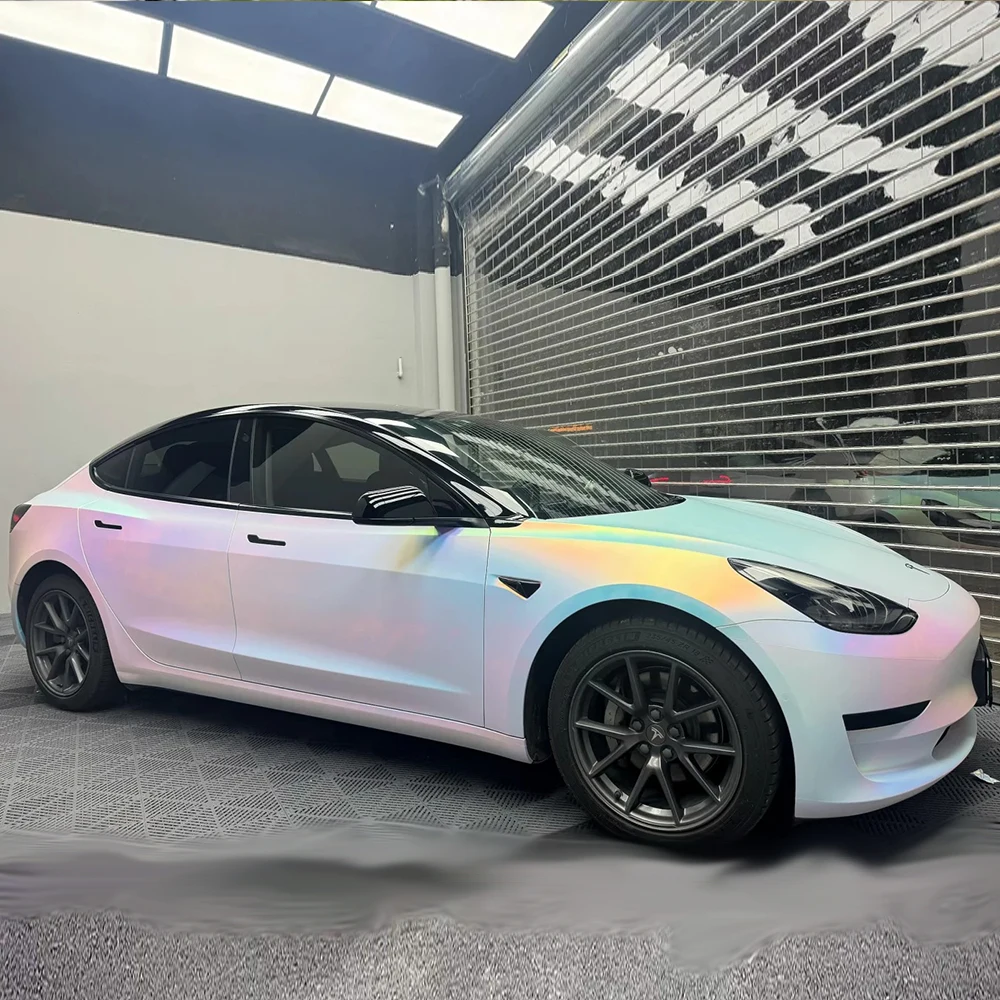 

For Tesla Model 3 2020-2023 Precut PPF PET Paint Protection Film DIY Color Rainbow Laser White Color Changing Film Anti-Scratch