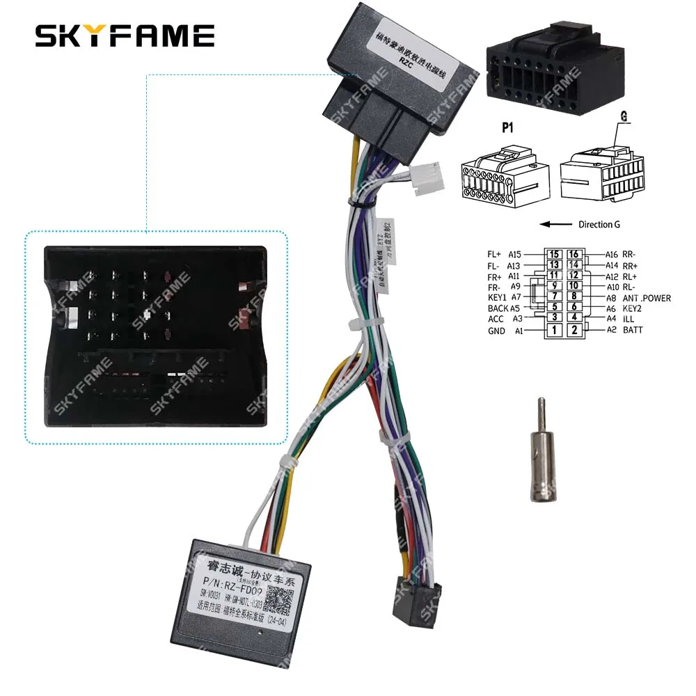 SKYFAME Car Wiring Harness Adapter Canbus Box Decoder Android Power Cable For Ford Mondeo Focus C-MAX Fiesta RZ-FD09 RZ-DF10