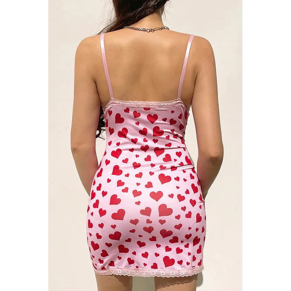 Pijama plisado rosa ajustado a la cadera para mujer, sin espalda, Sexy, a la moda, con escote en V profundo, bonito pijama Sexy