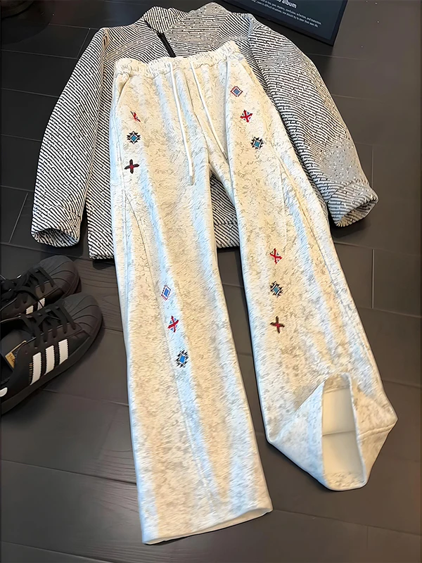 

American Sle Dyed And Embroidered Straight Leg Sweatpants Men's Cleanfit Knife ape Casual Spor Long Trousers