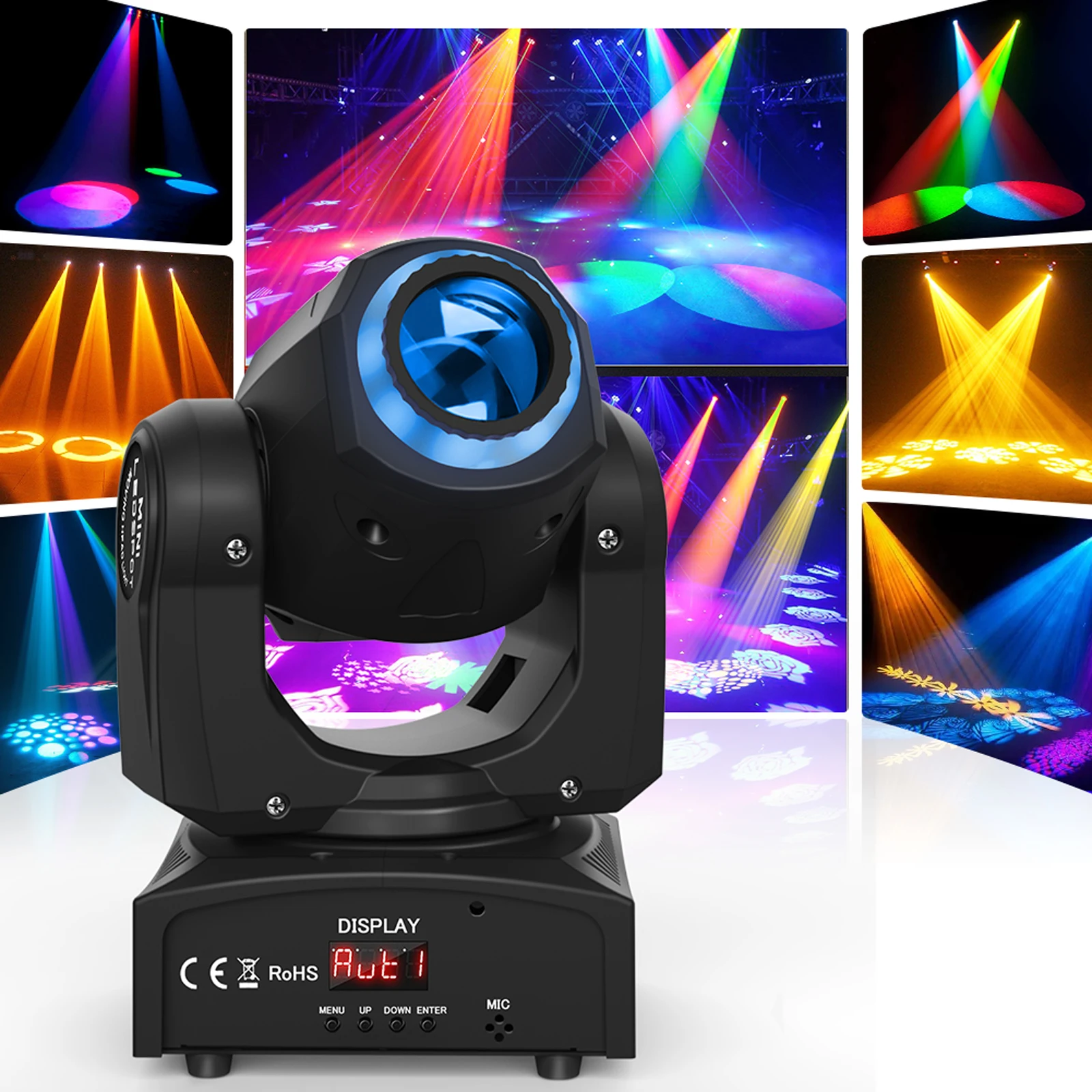 

Светодиодный светильник с подвижной головкой Мини 30 Вт DJ Moving Head Gobo Light DMX Сценический стробоскоп Прожектор для свадебной вечеринки, клуба, дискотеки, луч света