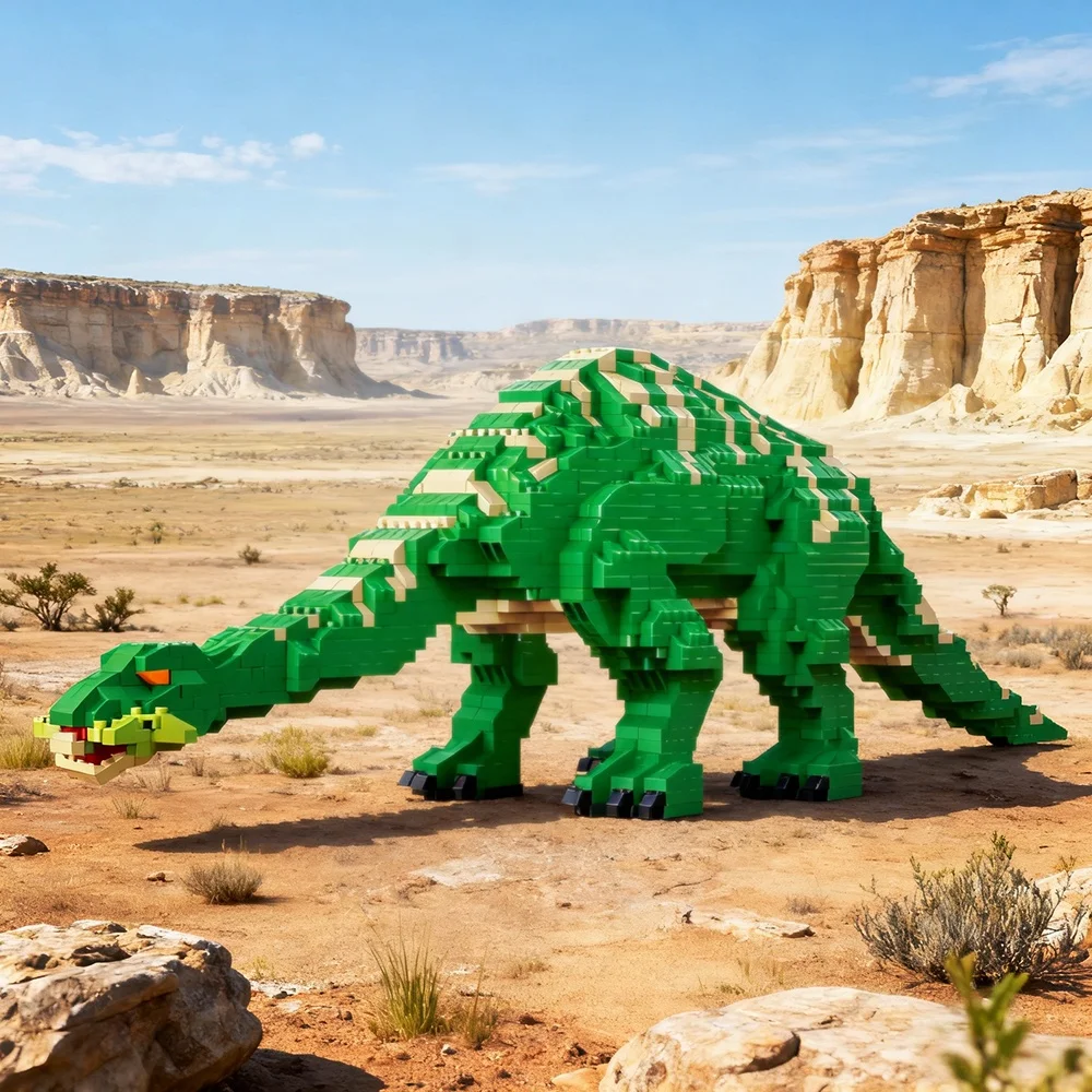 Brachiosaurus T-Rex 3D Dinosaur Micro Building Block-DIY Decor,Educational Puzzle Toy,Easy Assembly,Birthday/Party Gift for Boys