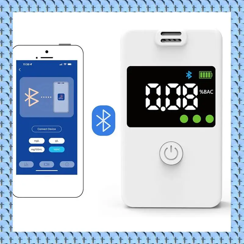 

Breathalyzer, Grade Accuracy-Alcohol Tester With Bluetooth Connectivity Digital Blue LCD Display For Personal Home, Durable