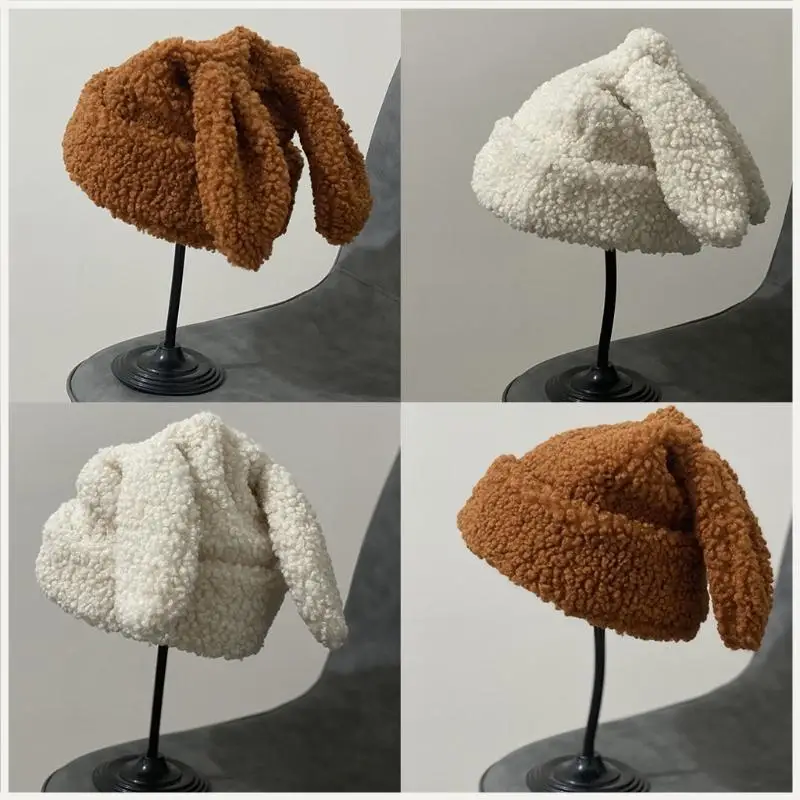 

вязаная шапка с кроличьими ушками, шерстяная шапка, шляпа с диким ворсом, подарок для женщин, девушек, пар