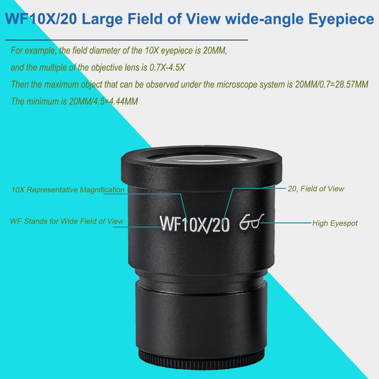 KOPPACE WF10X/20 High Eyespots Wide-Field Microscope Eyepiece Mount Interface 30mm