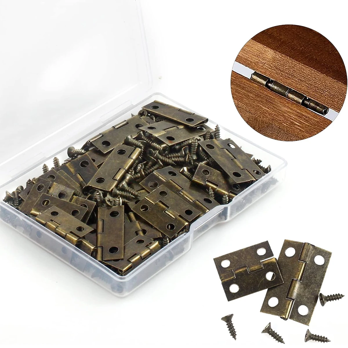 60PCS Small Hinges for Wooden Box, Jewelry Box Hinges,Small Mini Hinges for Crafts,Bird House Hinges