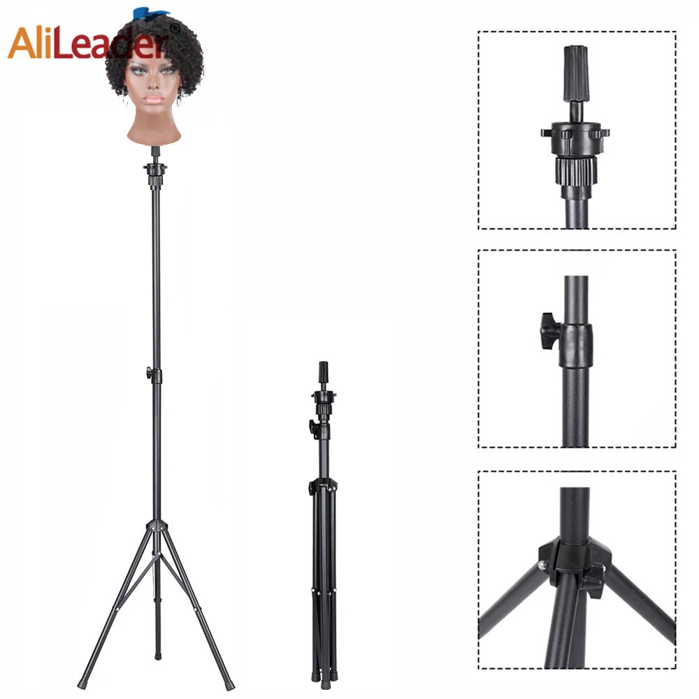 150Cm Black Wig Stand Tripod Adjustale Wig Tripod Wig Stand Mannequin Head For Wig Head Stand For Making Wig Tete De Perruque