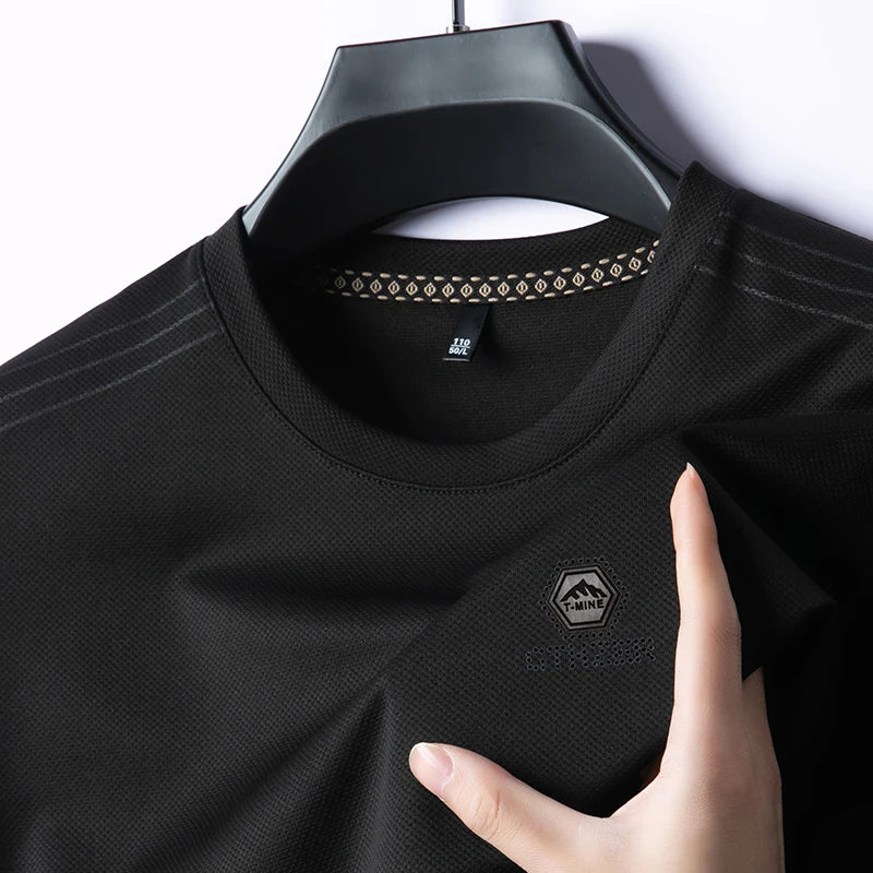 تي شيرت رجالي من الحرير الجليدي ، علامة تجارية راقة ، مطبوع ، عمل ، كاجوال ، بدون أثر ، جيد التهوية ، رقبة دائرية ، ملابس رجالية ، صيف ، حار ، جديد ، ساخن ،