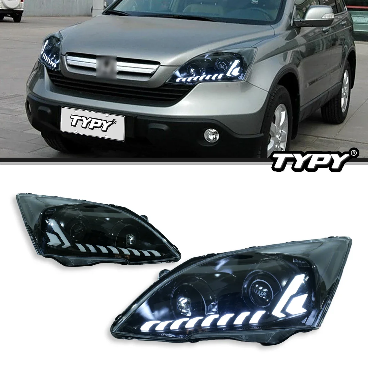 

Автомобильные фары TYPY для Honda CRV, 2007-2011, светодиодные фары для проектора, дневные ходовые огни, автомобильные аксессуары
