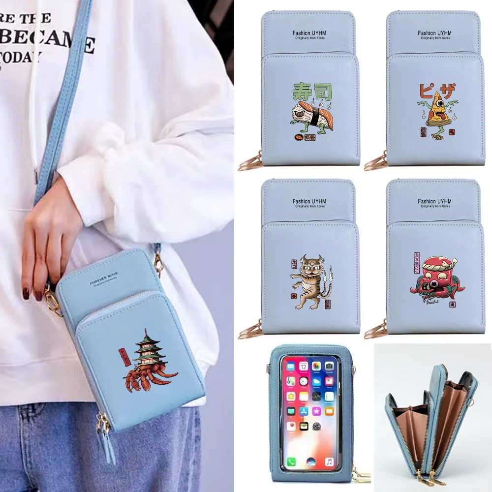 Women Shoulder Bag Wallets Card Pack Touch Screen Mobile Phone Bags Female Crossbody Purse Key Case Cute Monster Series Handbags