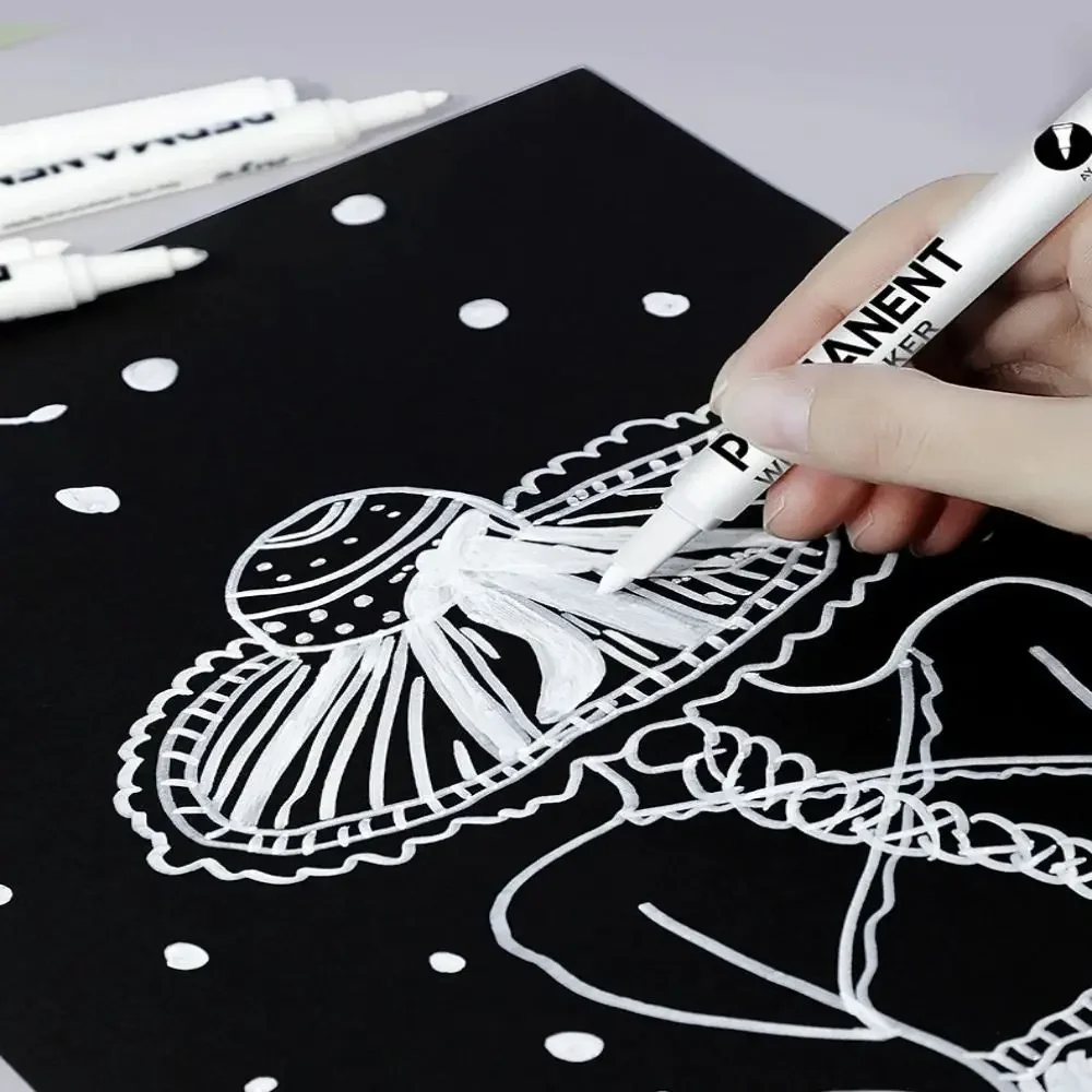 

3/6 шт., водостойкая ручка для рисования, белая краска, тонкий наконечник, маркер для краски на масляной основе, акриловые маркеры для граффити, канцелярские принадлежности