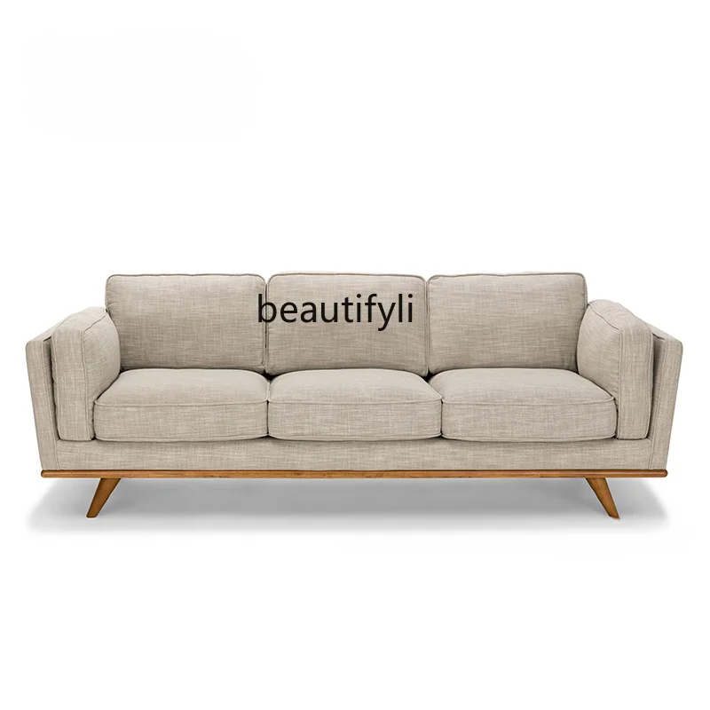 

Nordic Fabric Sofa Three-Seat Double Creative Small Apartment Living Room Removable and Washable Sofa