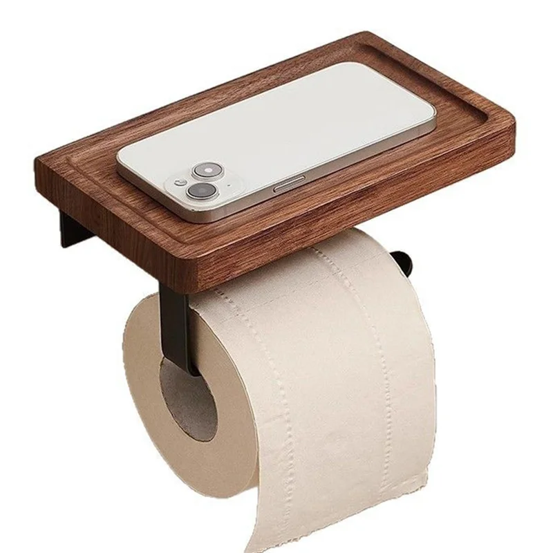 

ABBN-Wall-Mounted Paper Rack Walnut Toilet Carton Paper Hand Towel Box Pumping Roll Storage Holder