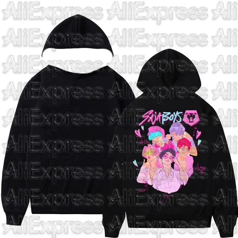 

KPop Demon Hunters Huntrix Logo Hoodie Men's Loose Movie Print Hoodie Hot Selling Pattern Autumn/Winter Hoodie Men's Top