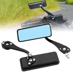 Universal Black Anti Glare Rectangle Rearview Handlebar Mount Side Mirrors For Cafe Racer Bobber Chopper Motorcycle Parts
