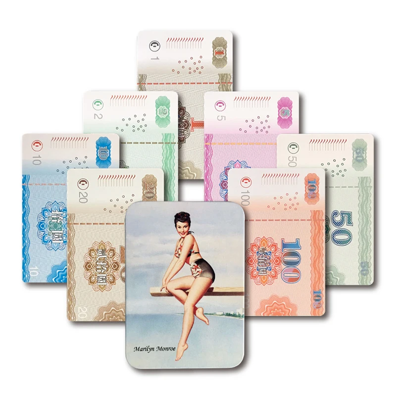 60pcs Mahjong Card Chip Card  with tin box Waterproof and Washable Plastic Face Value Imitation Money Voucher Token Card MJ60