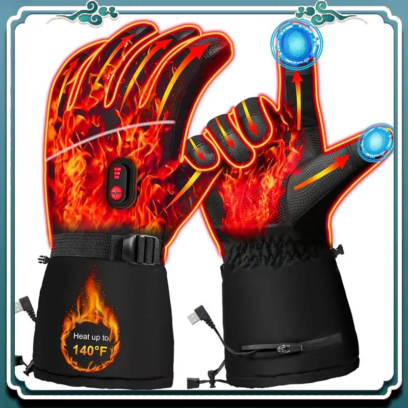 

A65G-перчатки с электрическим подогревом, грелки для рук, зимние перчатки с сенсорным экраном, водонепроницаемые перчатки на батарейках для работы на открытом воздухе, прочные
