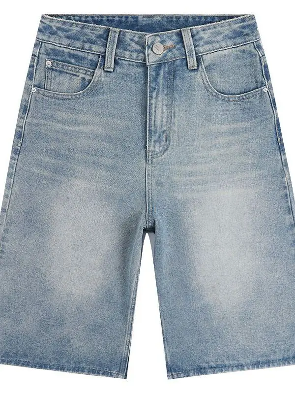 

Синие джинсы с высокой талией и широкими штанинами на семь футов, женские летние новые утягивающие джинсы небольшого размера, универсальные средней длины для поездок на работу