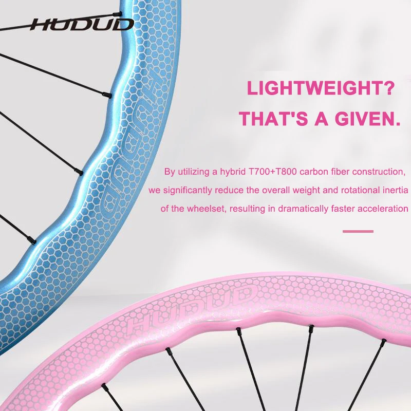 

HUDUD V3 Carbon Wave Wheelset | 1600G | 36T Rachet Hub | Macaron Finish | Disc Brake | Clincher and Tubeless Supported