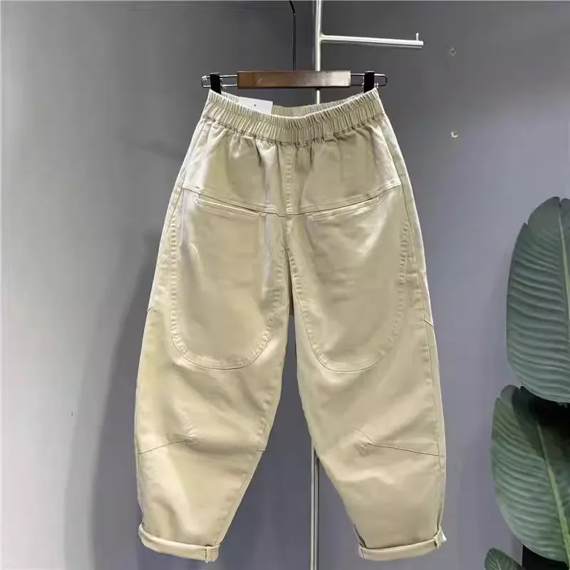 

Летние мужские брюки-харем большого размера в стиле ретро с эластичным поясом, модные длинные повседневные брюки в стиле «папины брюки»