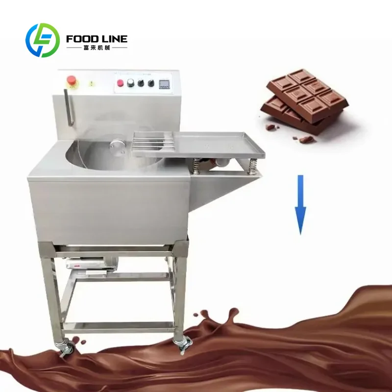 Automatic Small Tabletop Chocolate Melt Equipment Custom, 30kg Melter & 5kg Vibrating Table Temper Machine for Coating