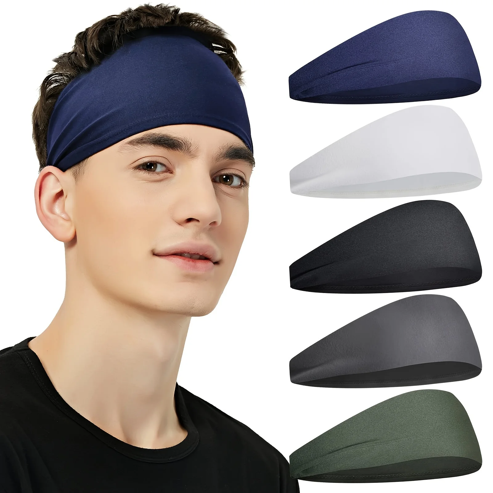 

1PC Sports Headband for Men Women, Sweat Wicking Non Slip Breathable Stretch Band for Running Gym Basketball, Adjustable Wrap