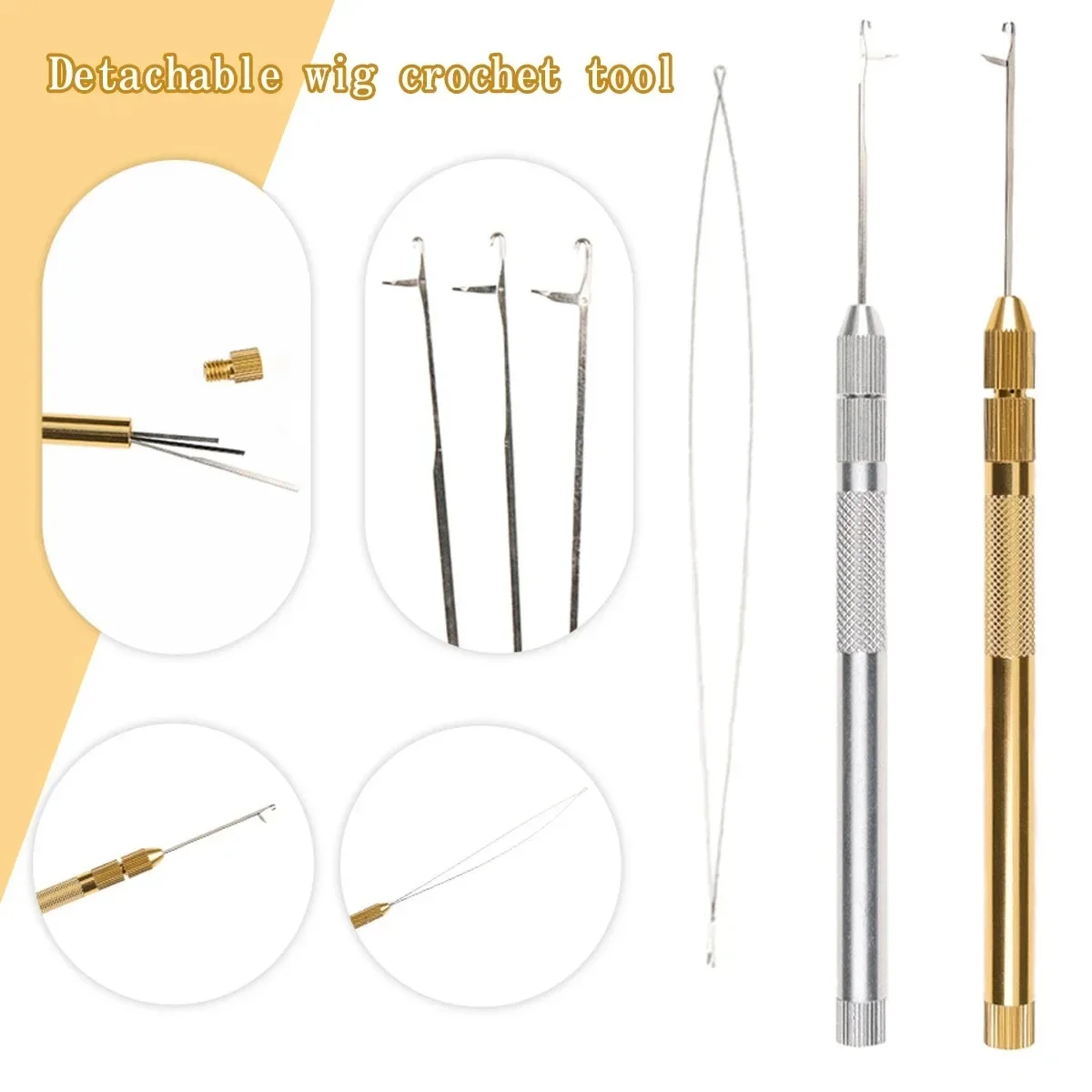 

4-in-1 Hair Extension Tools Includes Knitting Needles and Holder for Beads Dreadlock Wig Hair Extensions Lace Wig Making2028