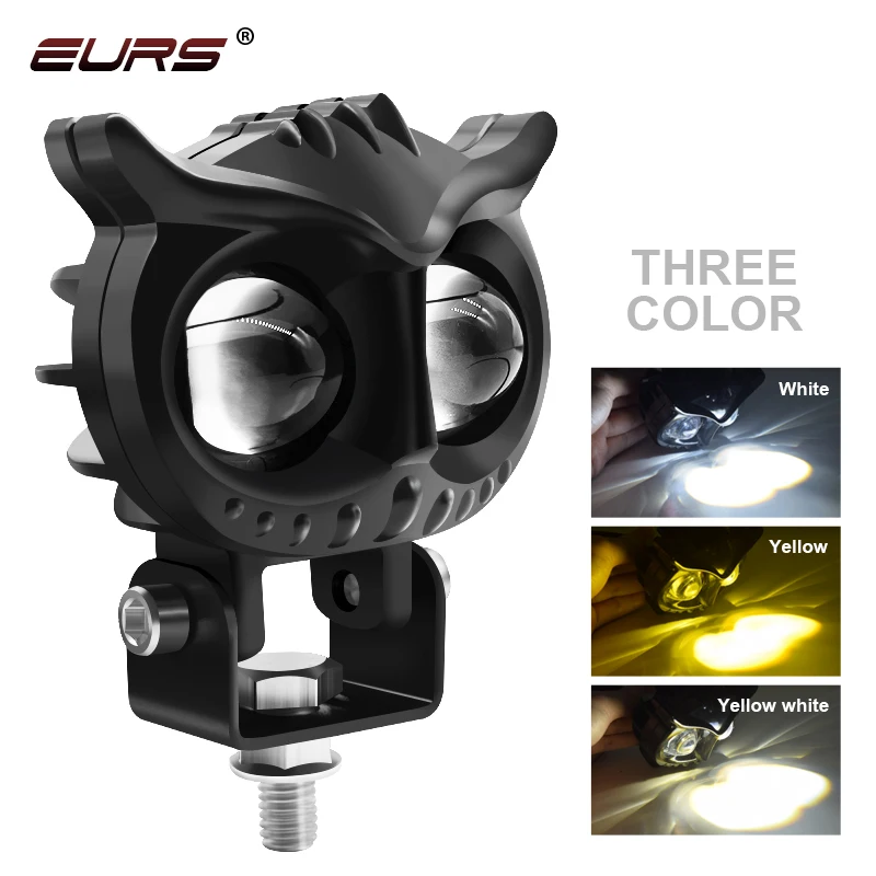 

Dual Color Led Motorcycle Headlight Fog Light Hi/Lo Beam Owl Headlamp Work Lamp Led Auxiliary Spot Lights For Halley 9-85V