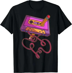 80s Cassette Tape Pencil 1980s Retro Vintage Throwback Music Short Sleeve T-Shirt Streetwear Men Camiseta Hombre