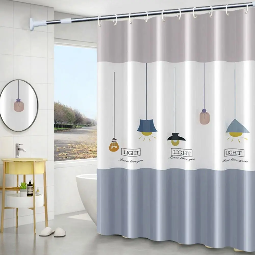 Mildew Proof Shower Curtain with 12 Hook PEVA Waterproof Bathroom Curtain Thickened Extra Long Printed Shower Curtain 180*150cm