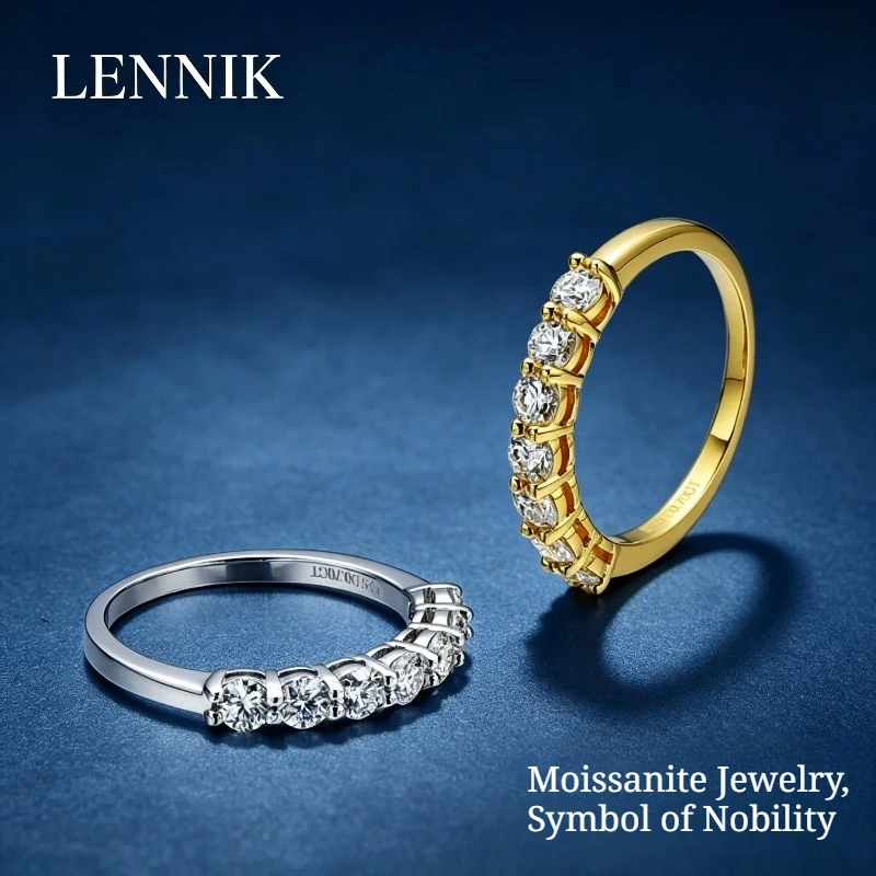 LENNIK Designer 0.7ct Moissanite Rings for Women 100% 925 Sterling Silver Jewelry Engagement Bridal Wedding Band Ring Gift